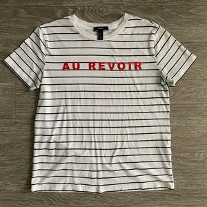 Forever 21 | Au Revoir Graphic Striped Tee | M
